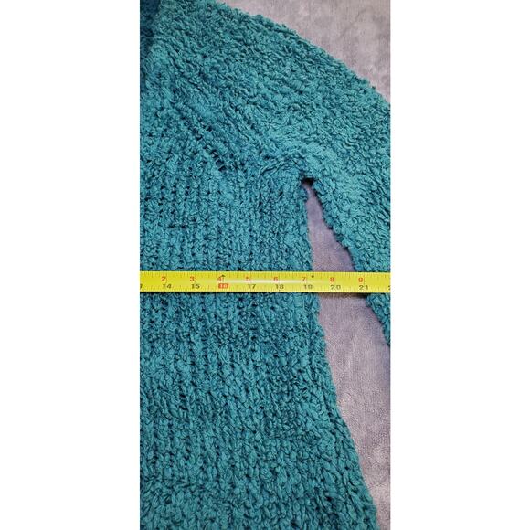 Free People Sz XS-S Sweater Womens Green Sleeve V Neck Chunky Knit Winter C13-4 - Picture 3 of 8